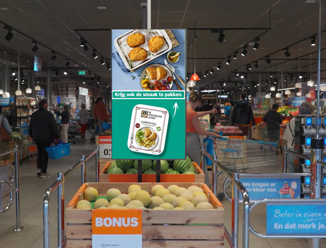 DOOH door AH Retail Media Services in een Albert Heijn-winkel.